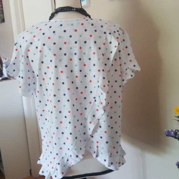 Women's Casual Philosophy Open Back Dot Top sz Small runs big - Picture 3 of 6